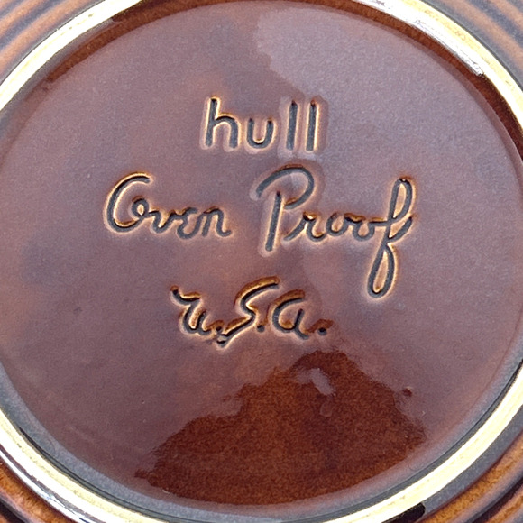Vintage Hull Pottery USA Brown Drip Glaze Oven Proof Round Dinner Plate 10.5" - Picture 3 of 3